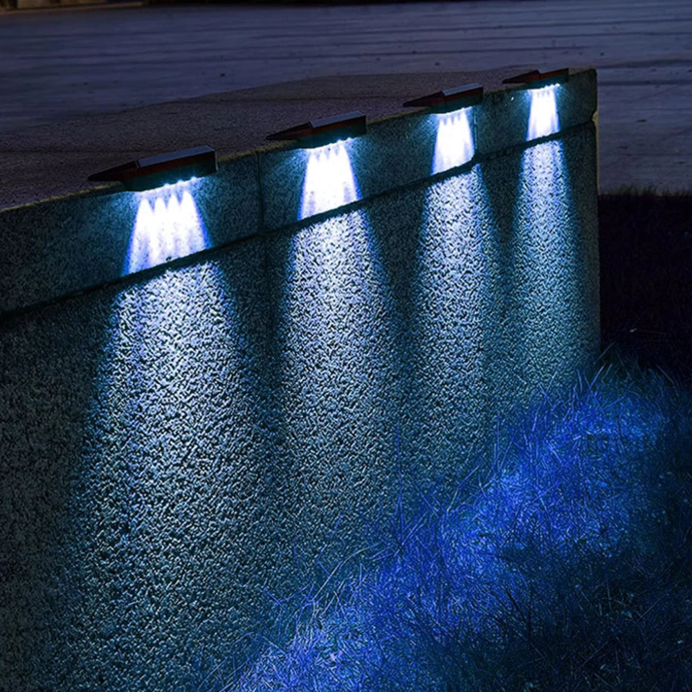 Solar Wall Lights, 2 Pack - Waterproof 4 LED Outdoor Fence & Deck Lights