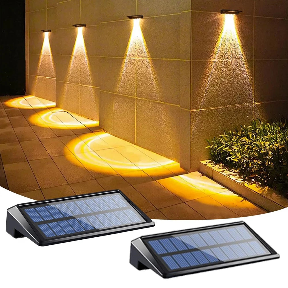 Solar Wall Lights, 2 Pack - Waterproof 4 LED Outdoor Fence & Deck Lights